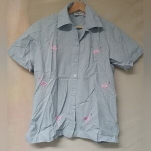 Paradise Bay Pink Flamingo Button Down Shirt